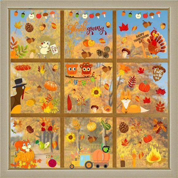 Fall Window Clings Thanksgiving Clings Decor for Windows Autumn Clings - Picture 3 of 4